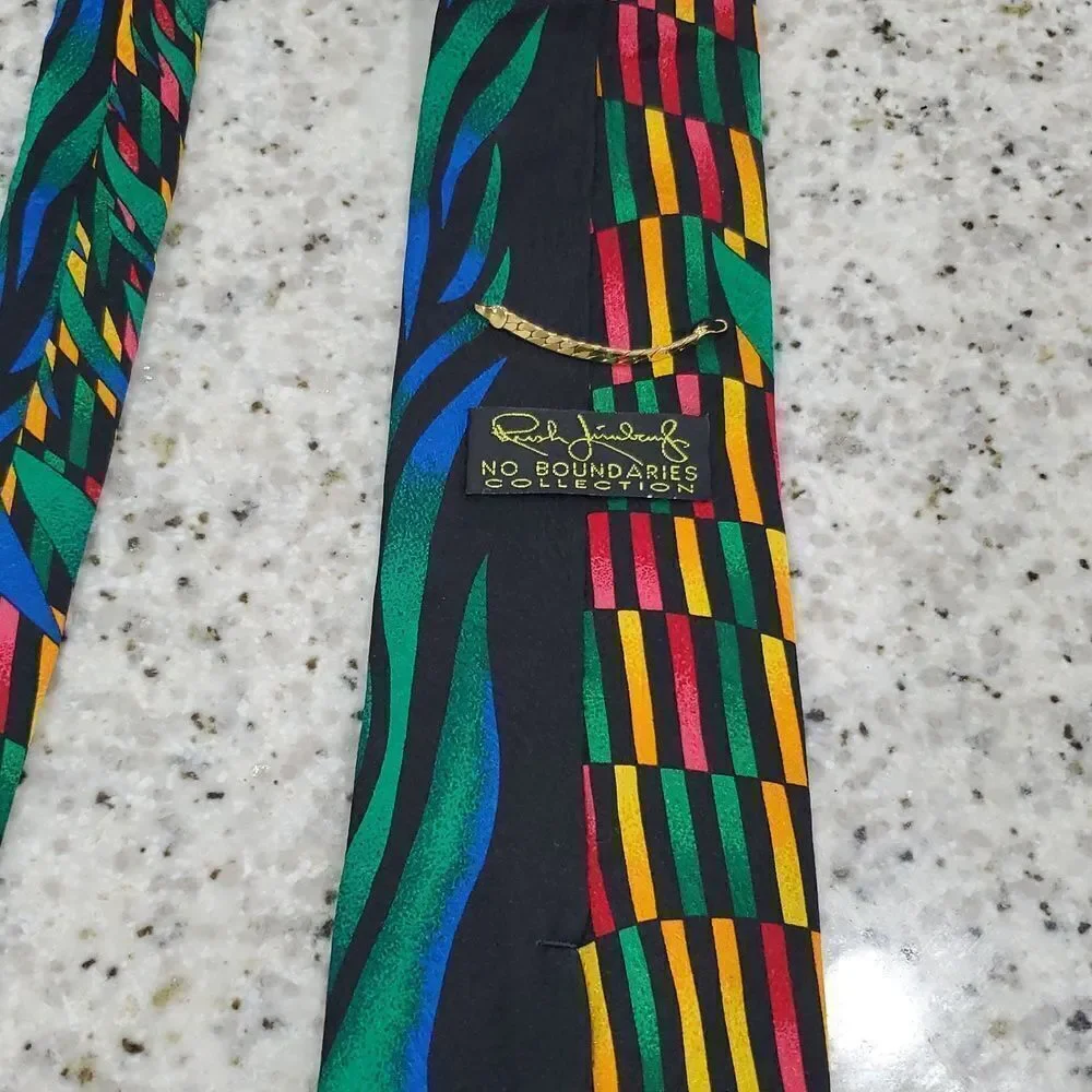 Rush Limbaugh Vintage 90’s Geometric Wave Colorful Silk Tie